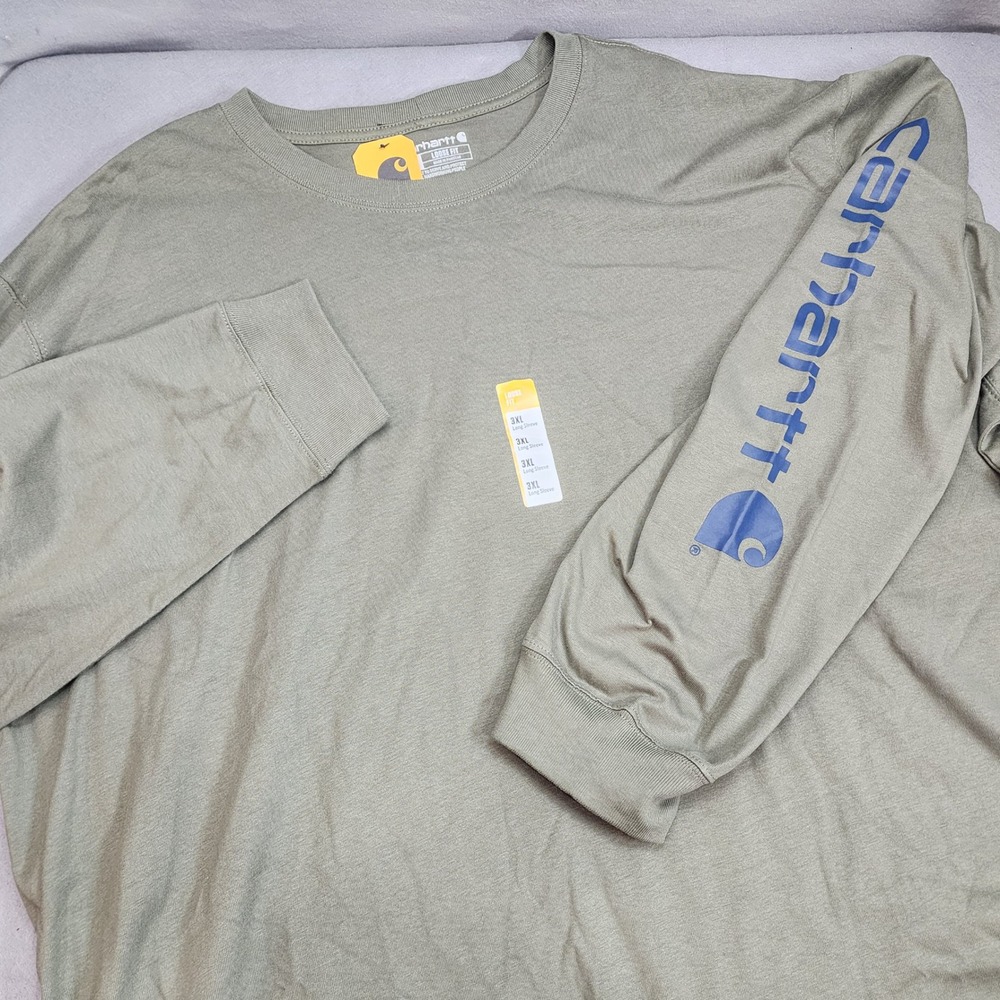 Carhartt Graphic T-Shirt Dark Olive Heavyweight Loose Fit Long Sleeve M 3XL NWT